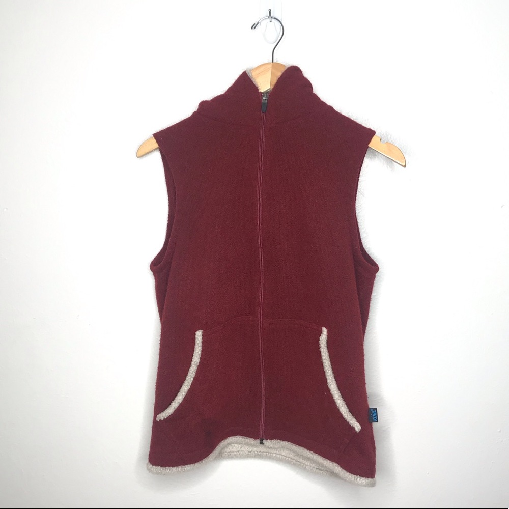 KUHL Red Fleece Full Zip Hooded Vest Small